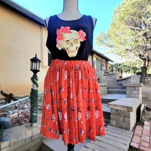 SOLDTorrid Floral Mesh Skater Skirt Red 2X (fits like 1x)